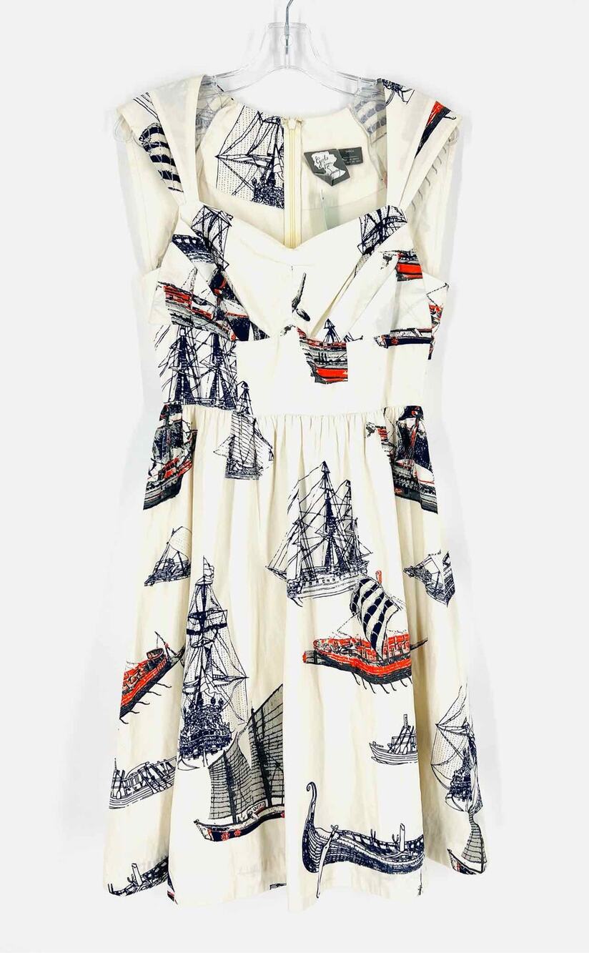 Girls from Savoy Size S Wh/Bl/Or Nautical Designer Dress